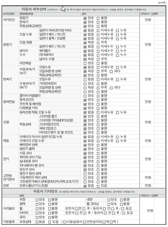 Детальное состояние автомобиля
