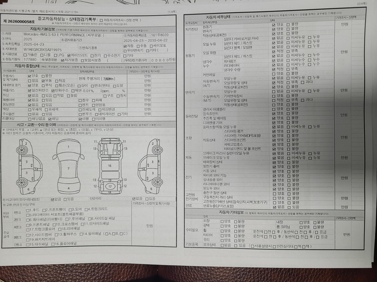 Детальное состояние автомобиля