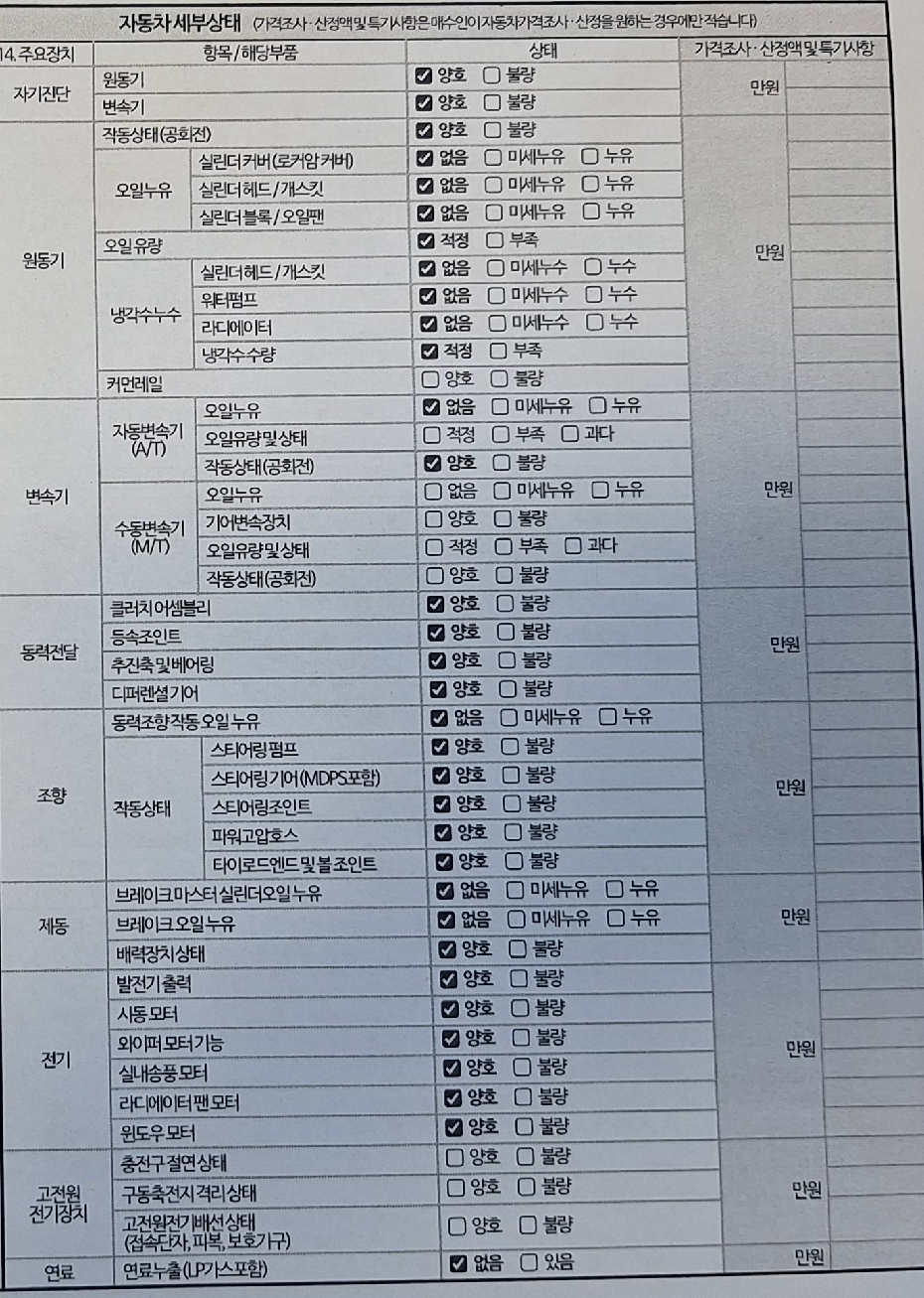 Детальное состояние автомобиля
