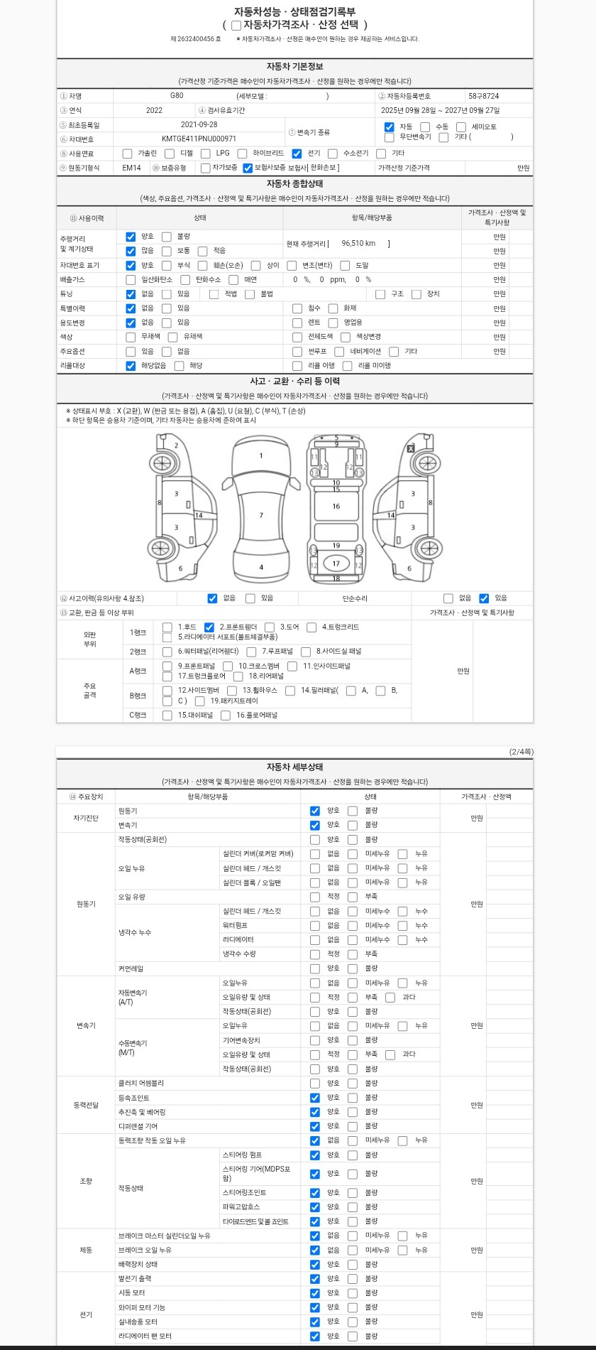 Основная информация и общее состояние / история аварий и ремонтов
