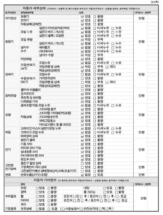 Детальное состояние автомобиля