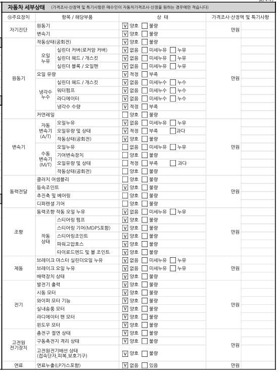 Детальное состояние автомобиля