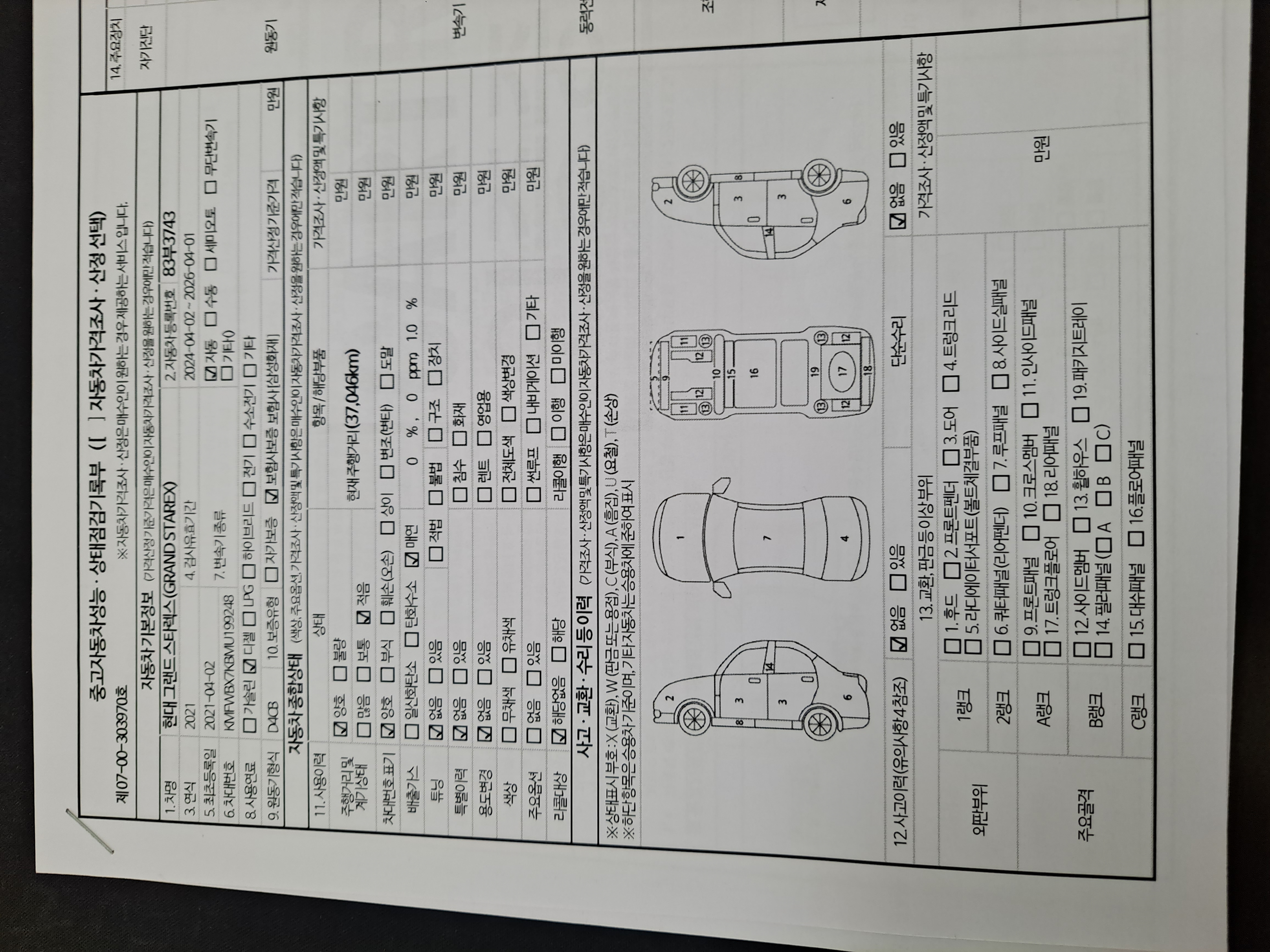 Детальное состояние автомобиля