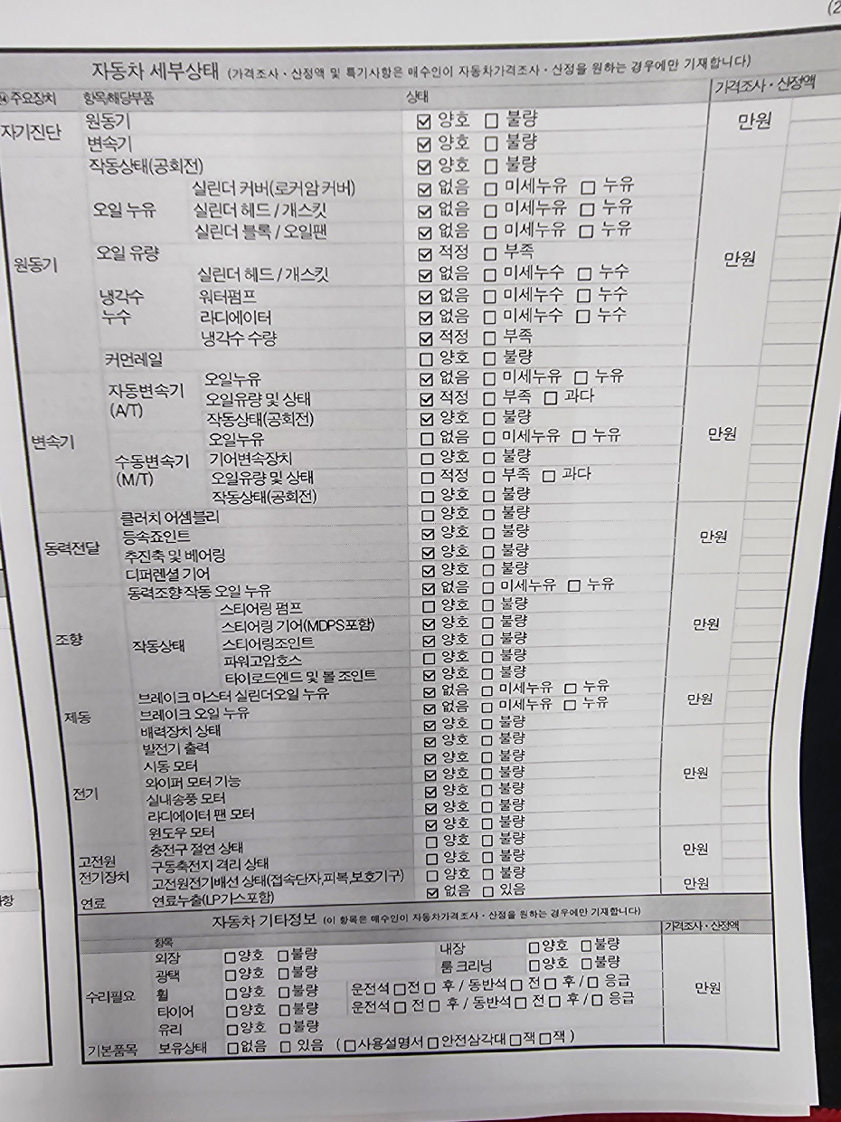 Детальное состояние автомобиля