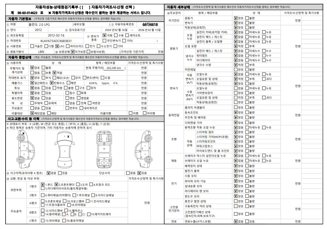 Основная информация и общее состояние / история аварий и ремонтов