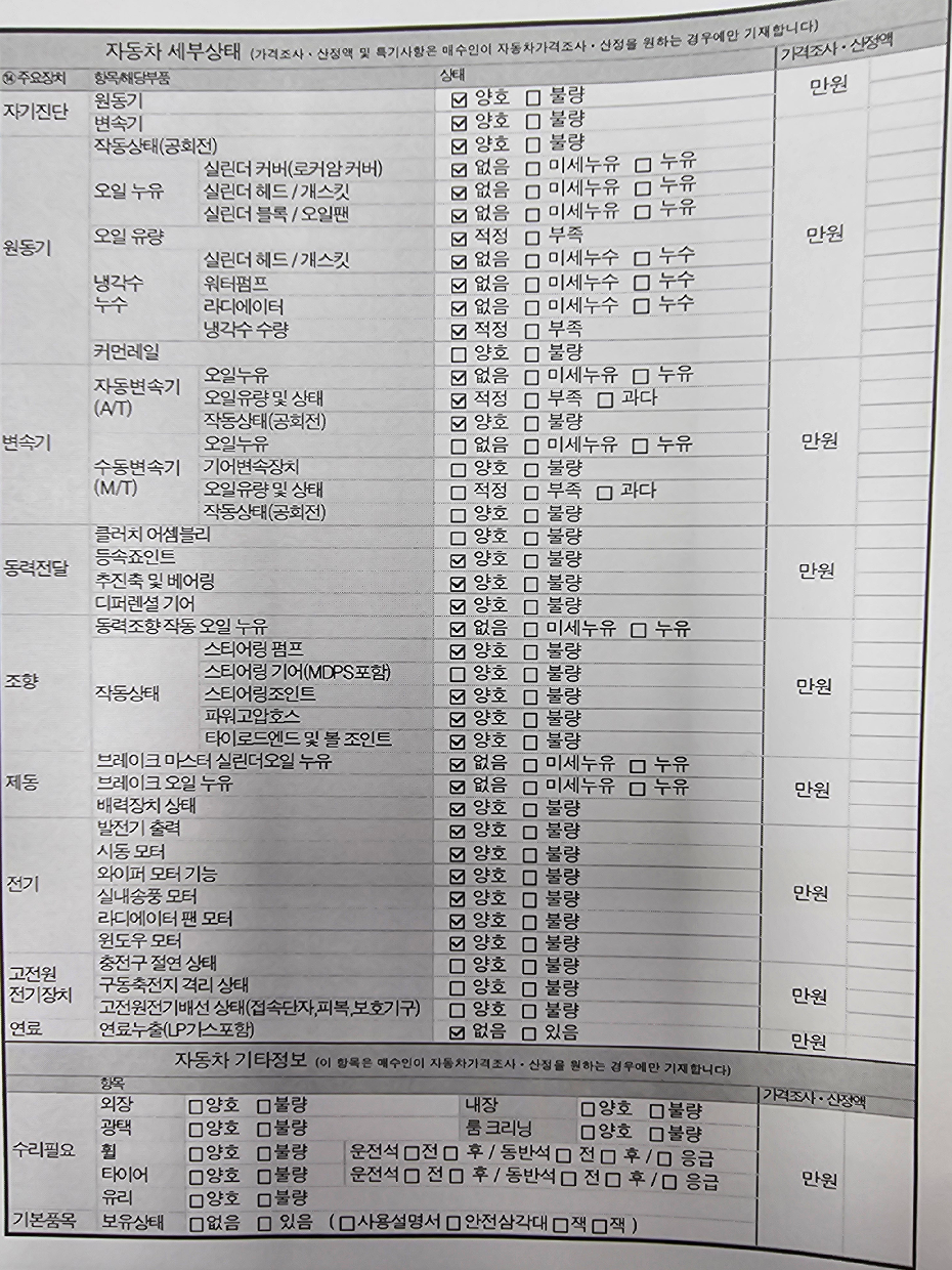 Детальное состояние автомобиля