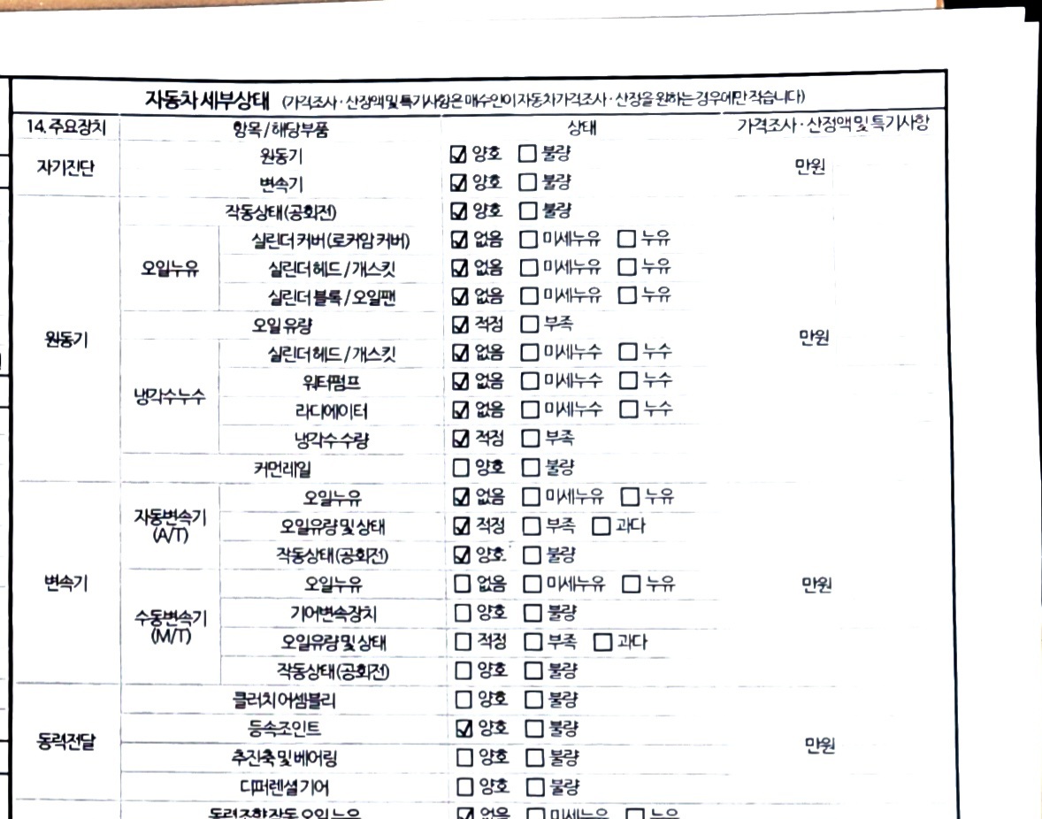 Детальное состояние автомобиля