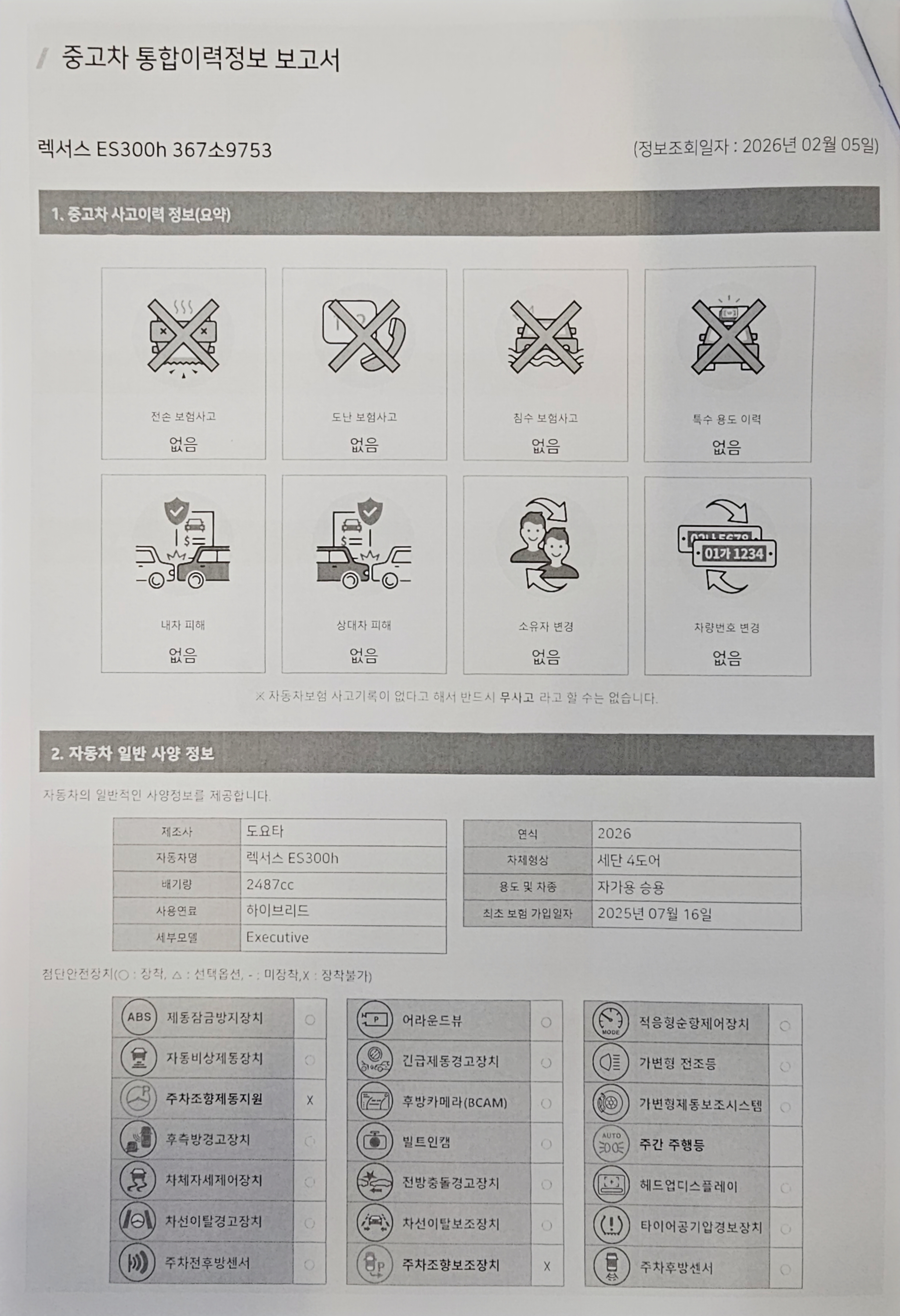 Подробное состояние автомобиля и другая информация