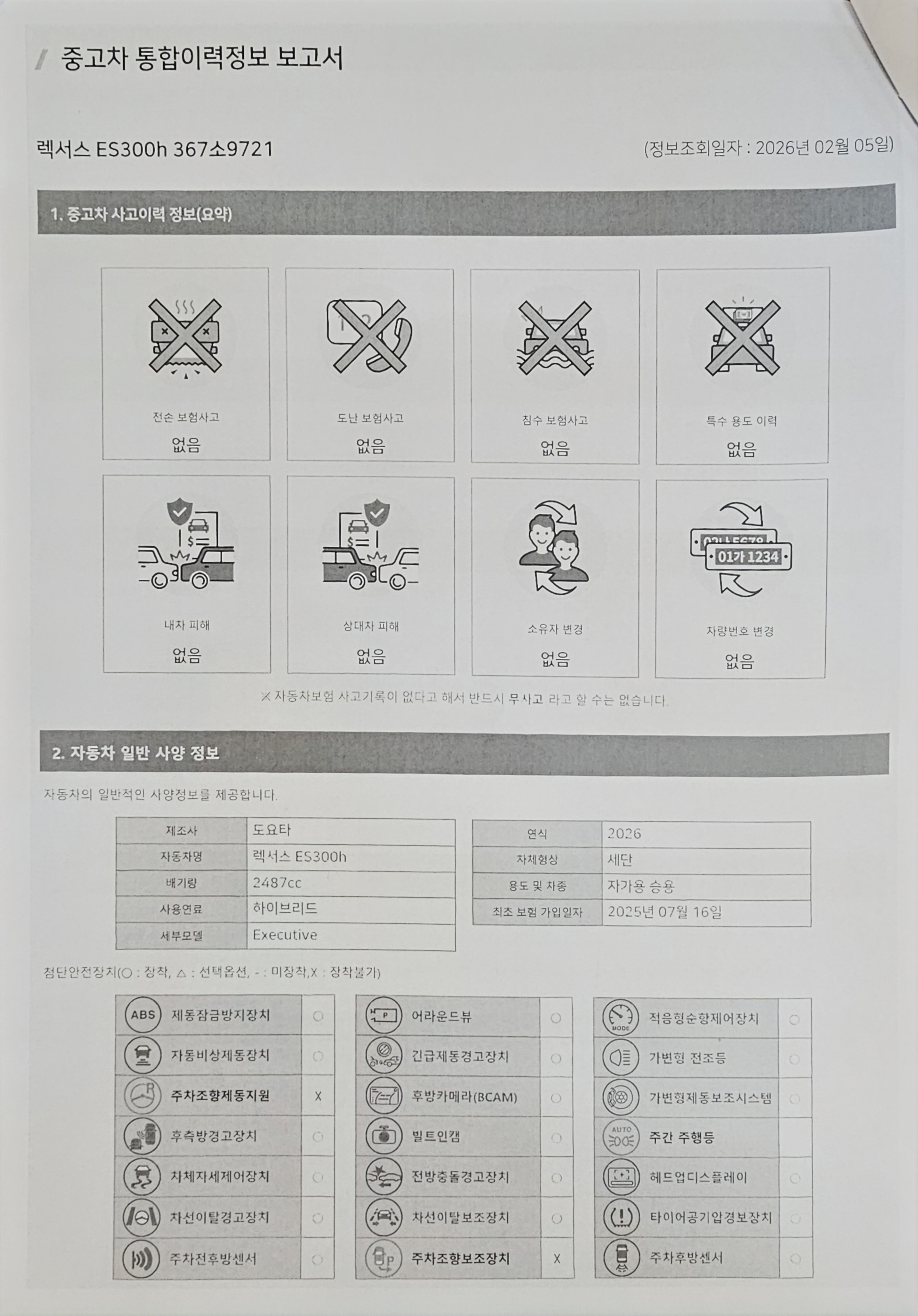 Подробное состояние автомобиля и другая информация
