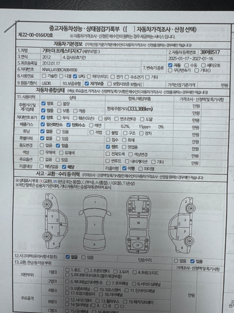 Основная информация и общее состояние / история аварий и ремонтов