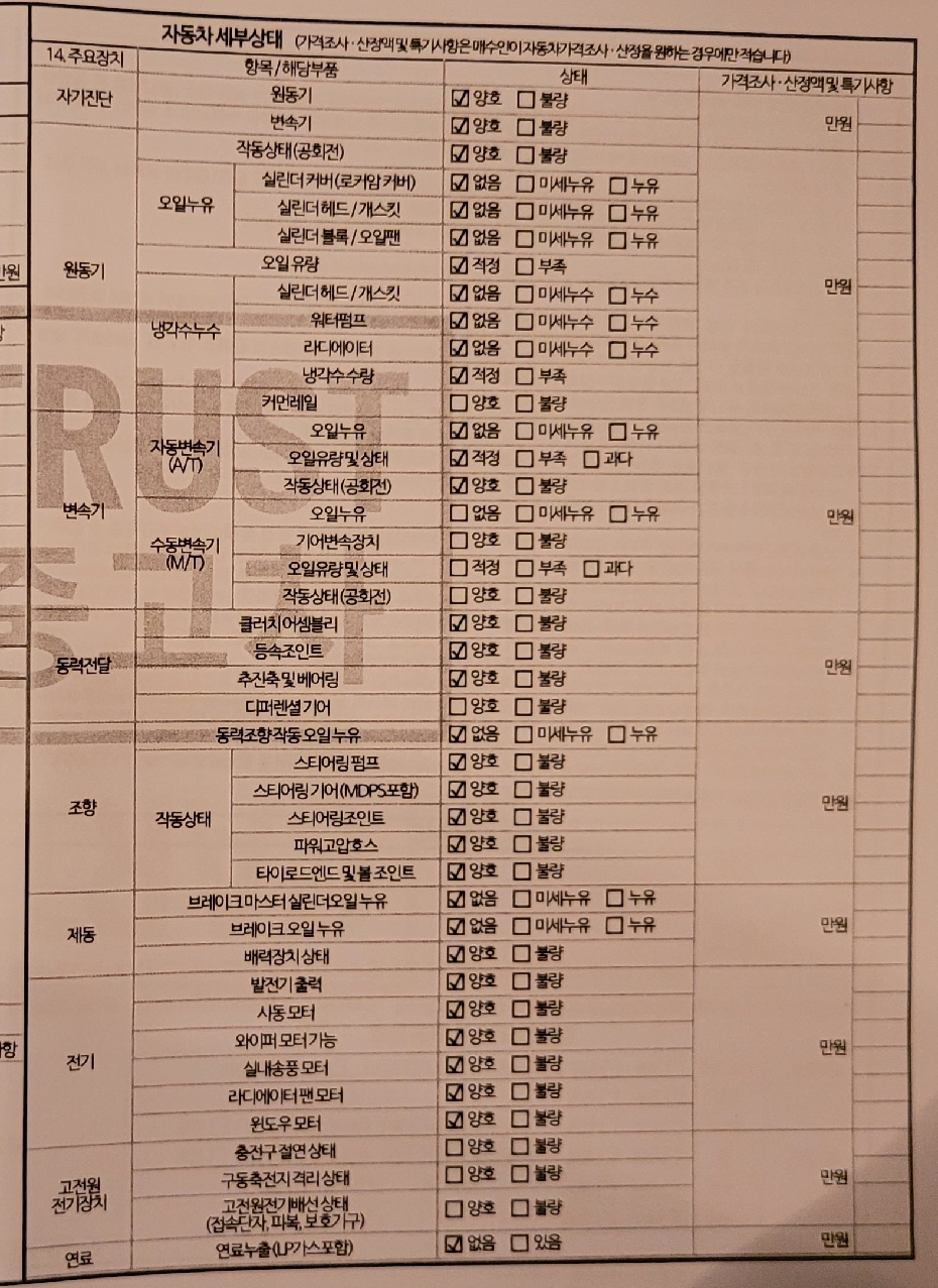 Детальное состояние автомобиля
