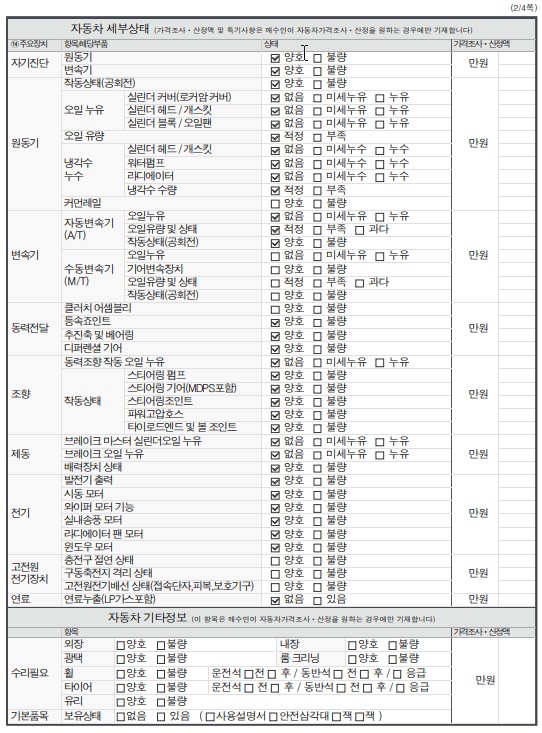 Детальное состояние автомобиля