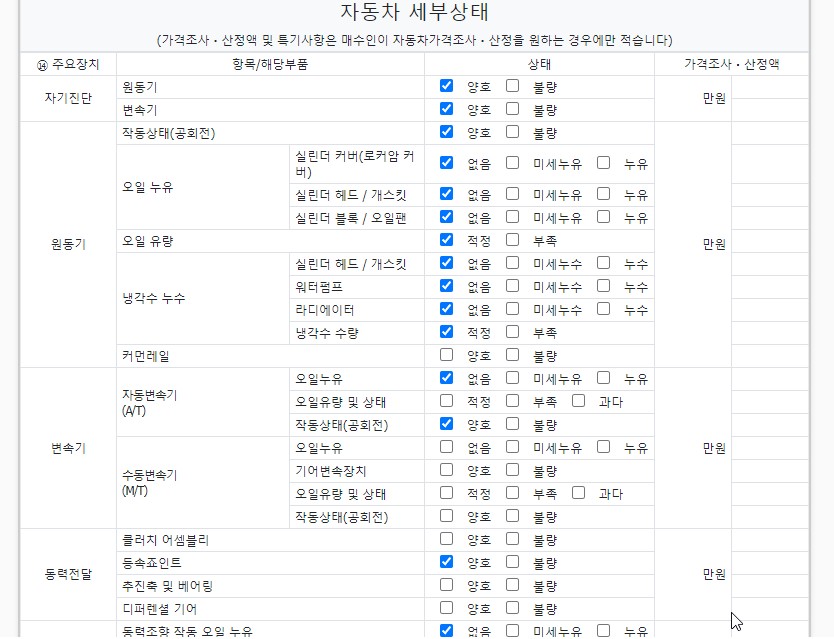Подробное состояние автомобиля и другая информация