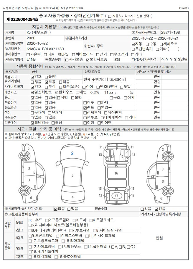 Основная информация и общее состояние / история аварий и ремонтов
