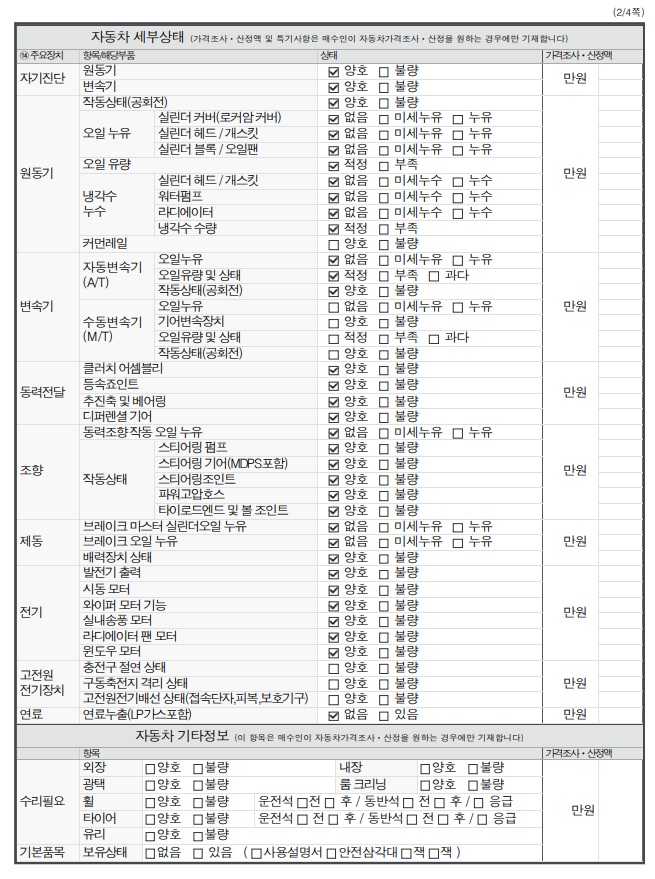 Детальное состояние автомобиля