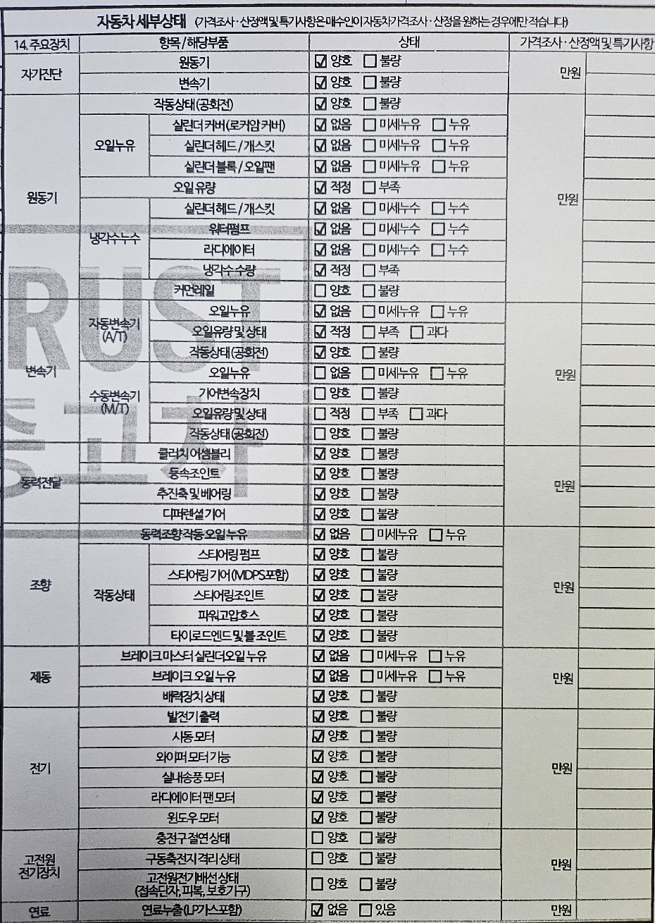 Детальное состояние автомобиля