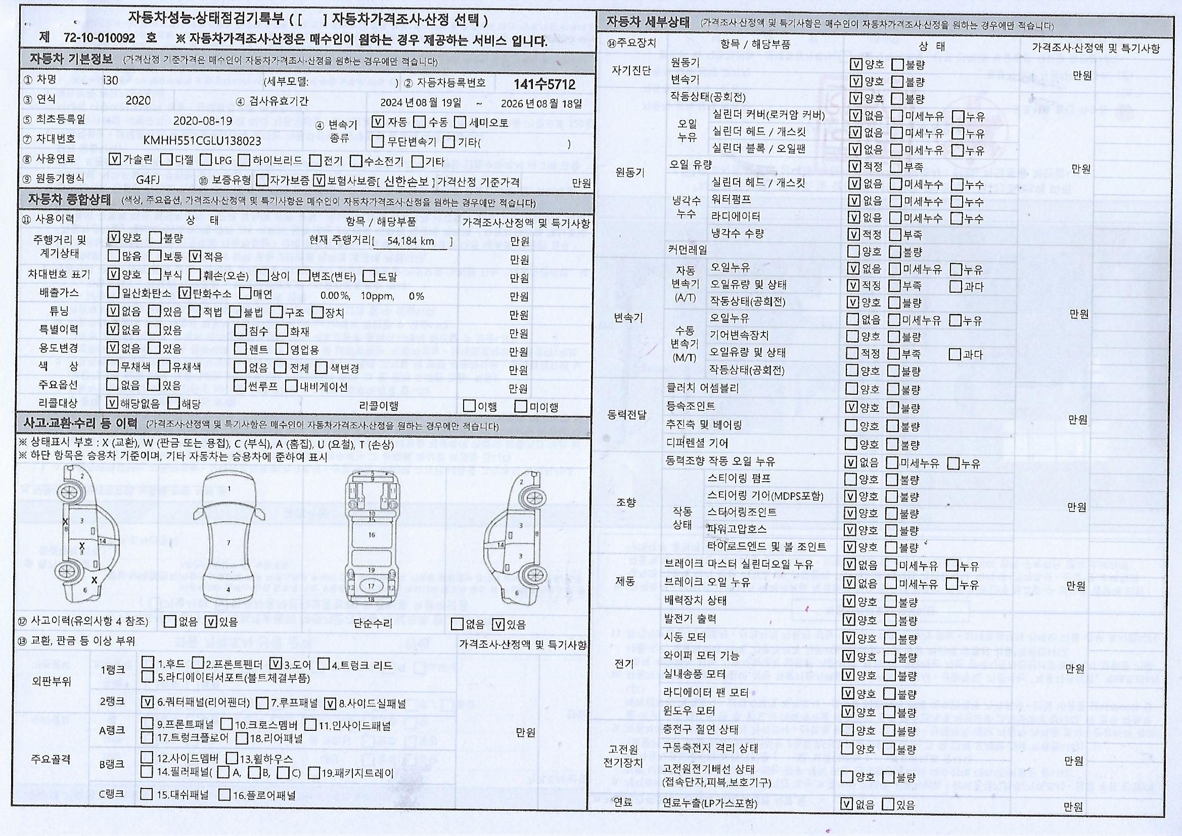 Основная информация и общее состояние / история аварий и ремонтов