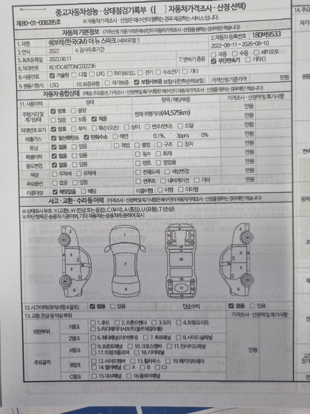 Основная информация и общее состояние / история аварий и ремонтов