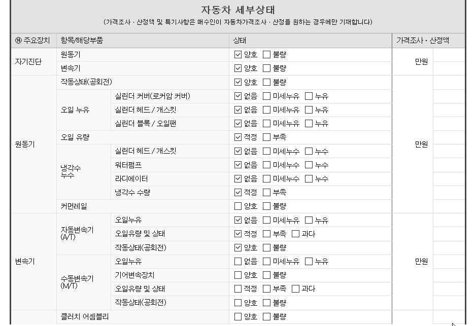 Подробное состояние автомобиля и другая информация