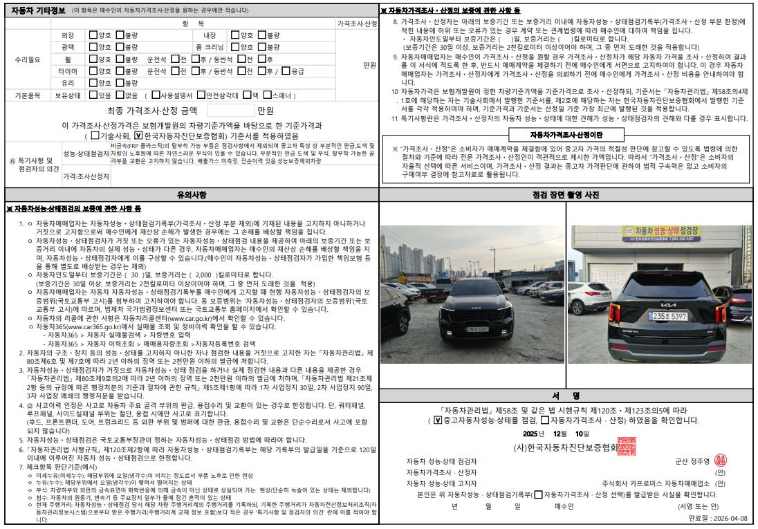 Детальное состояние автомобиля