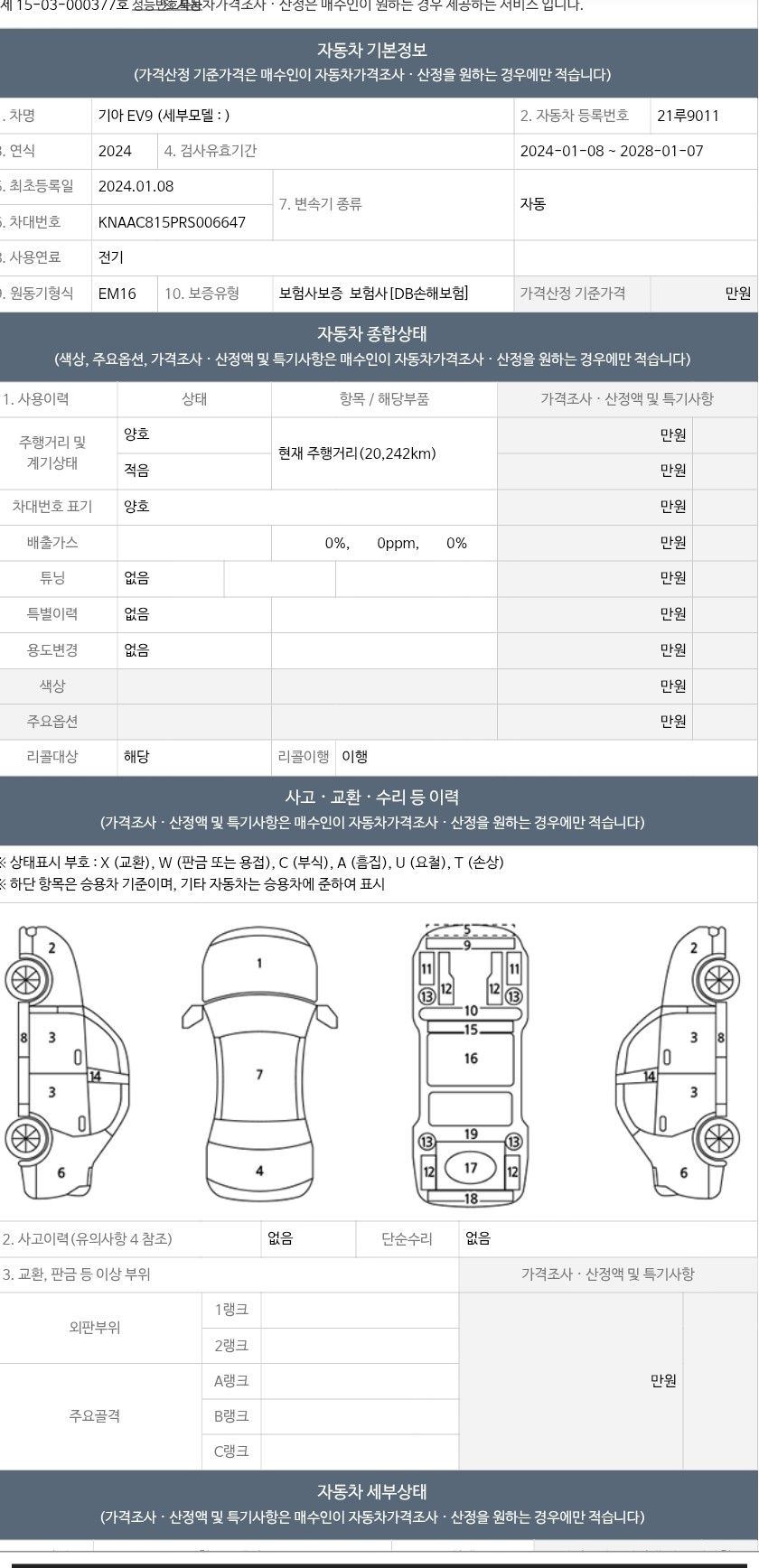 Основная информация и общее состояние / история аварий и ремонтов