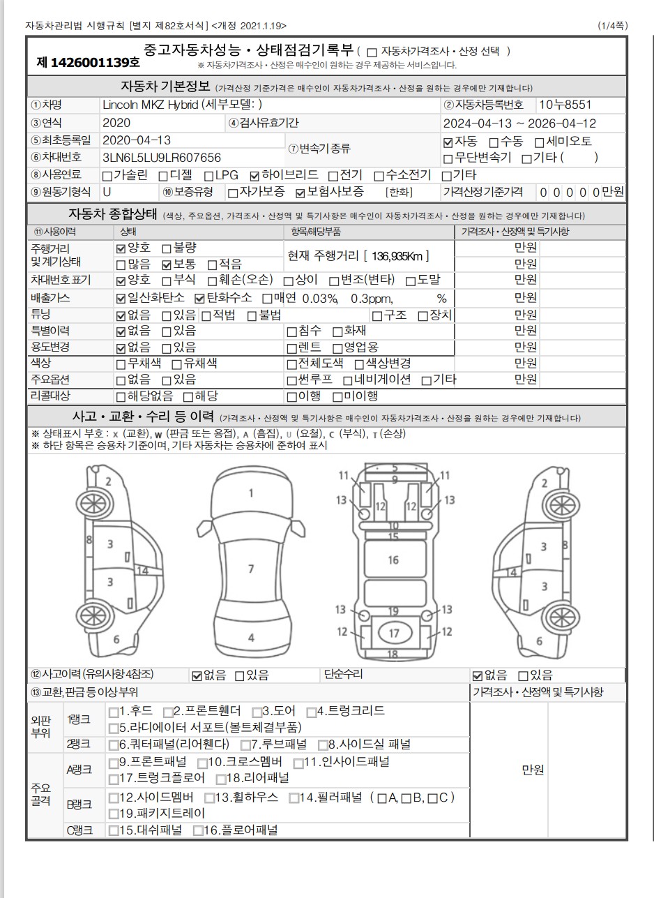 Основная информация и общее состояние / история аварий и ремонтов
