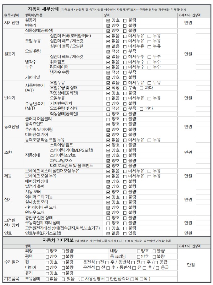 Подробное состояние автомобиля и другая информация