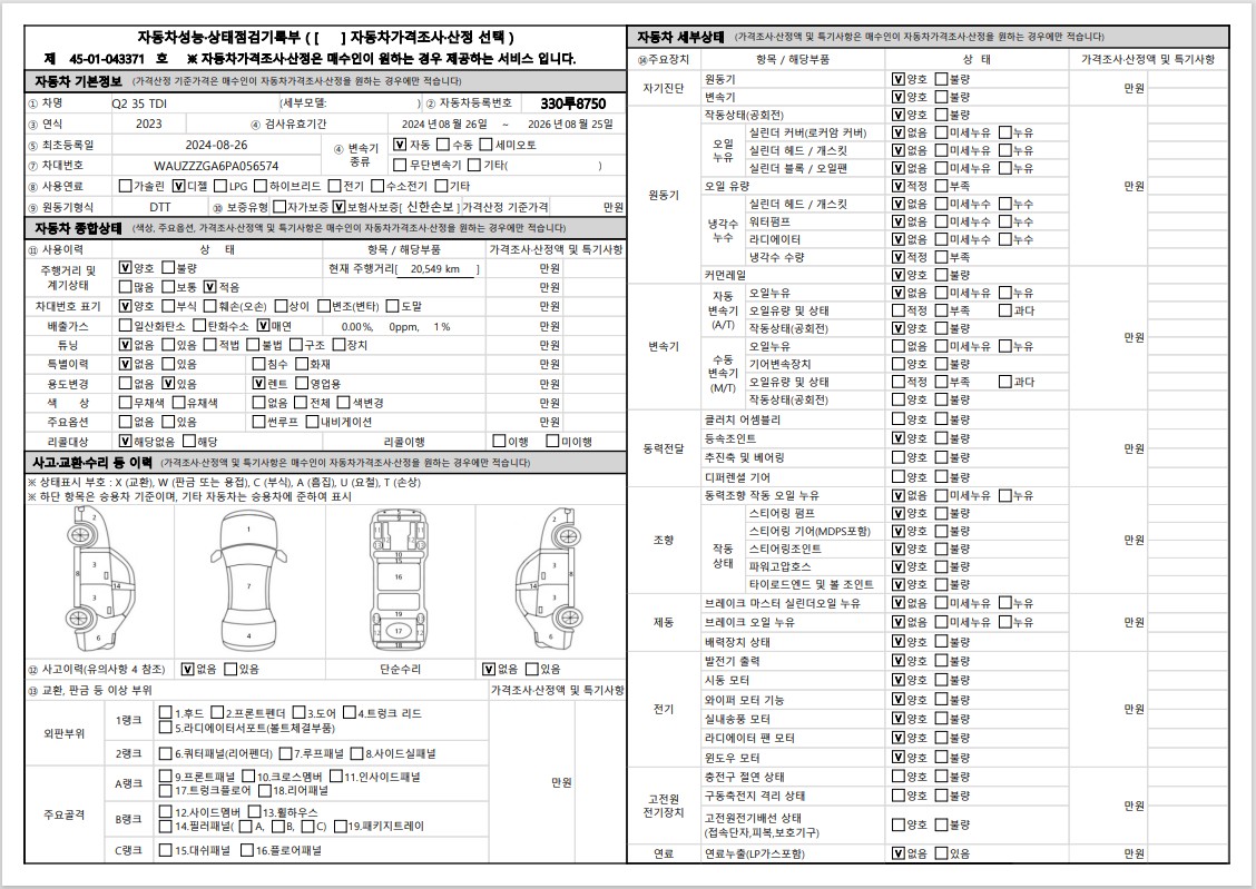Подробное состояние автомобиля и другая информация