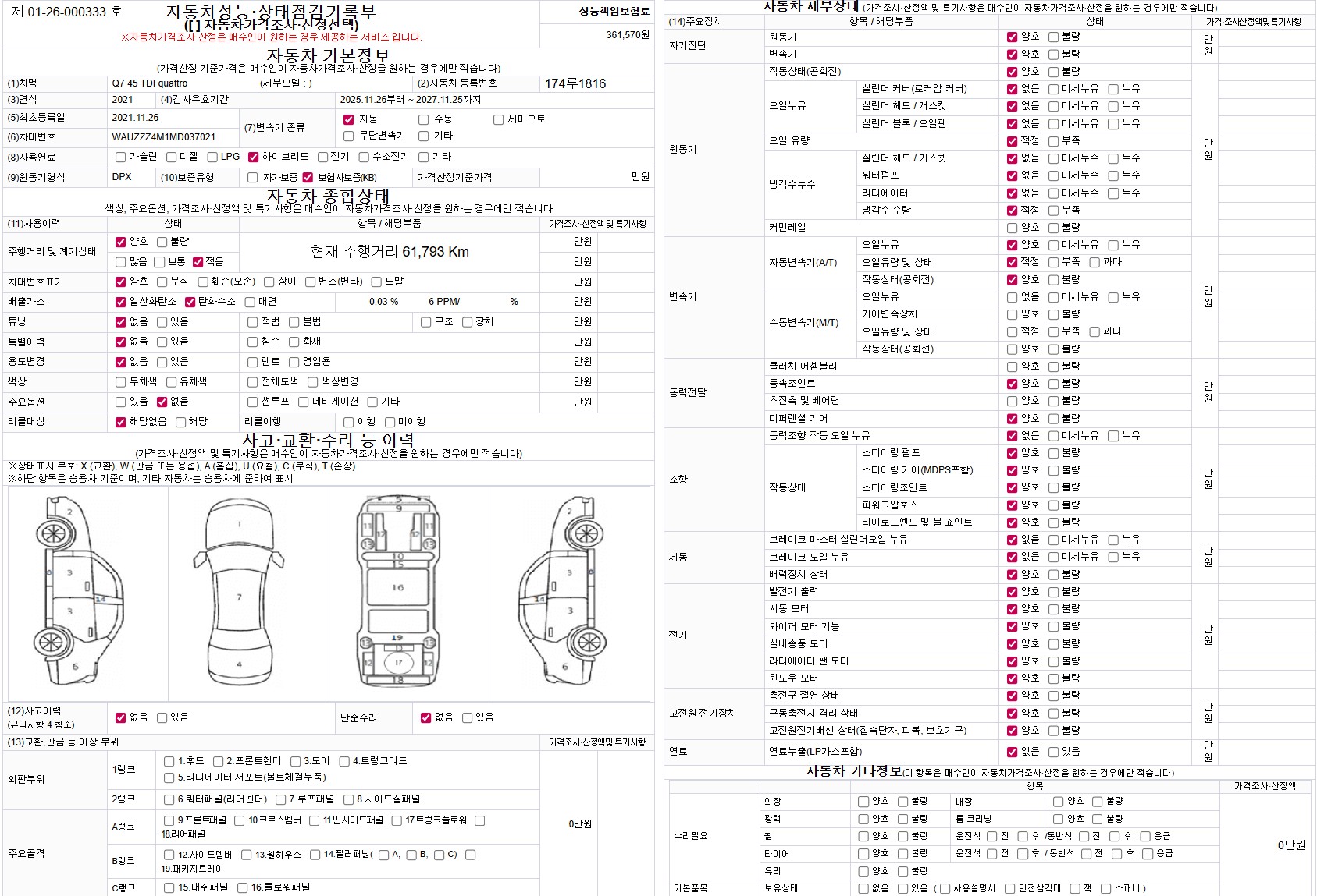 Основная информация и общее состояние / история аварий и ремонтов