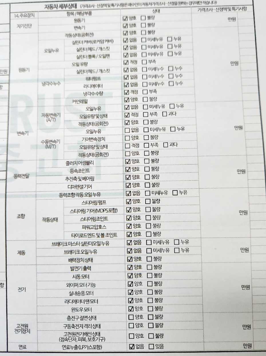 Детальное состояние автомобиля