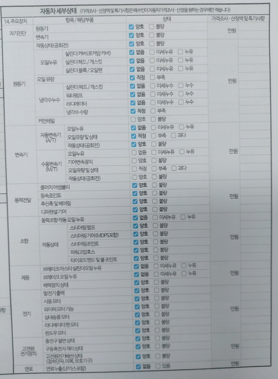 Детальное состояние автомобиля