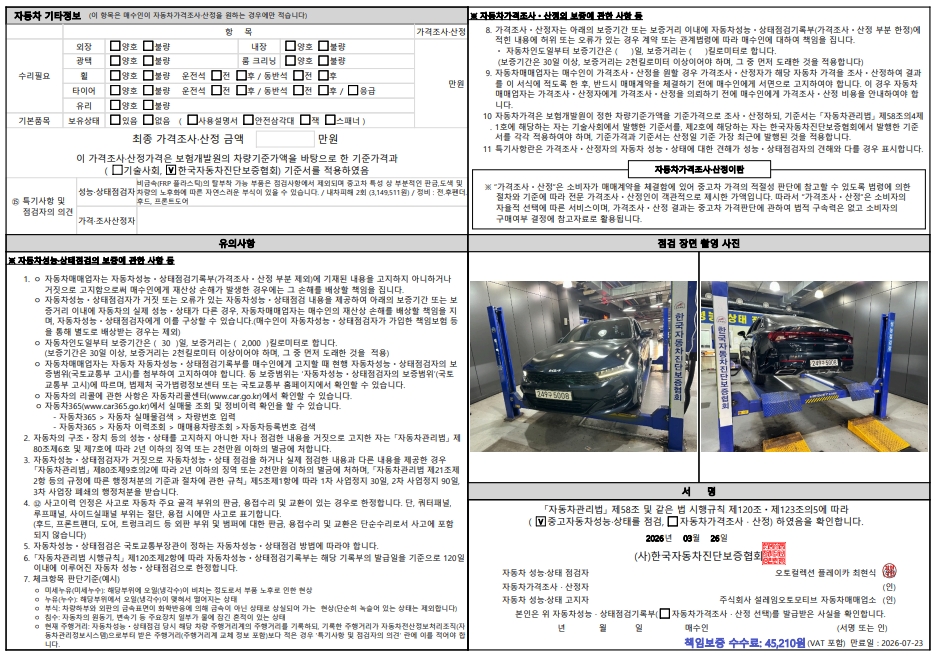 Детальное состояние автомобиля