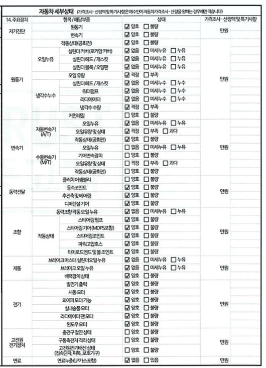Детальное состояние автомобиля