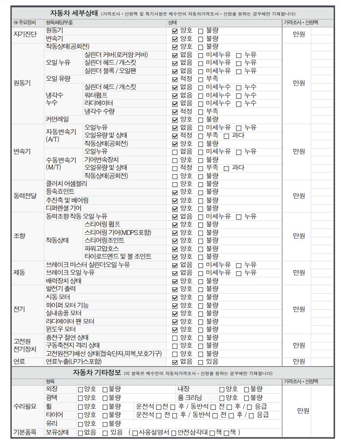 Детальное состояние автомобиля