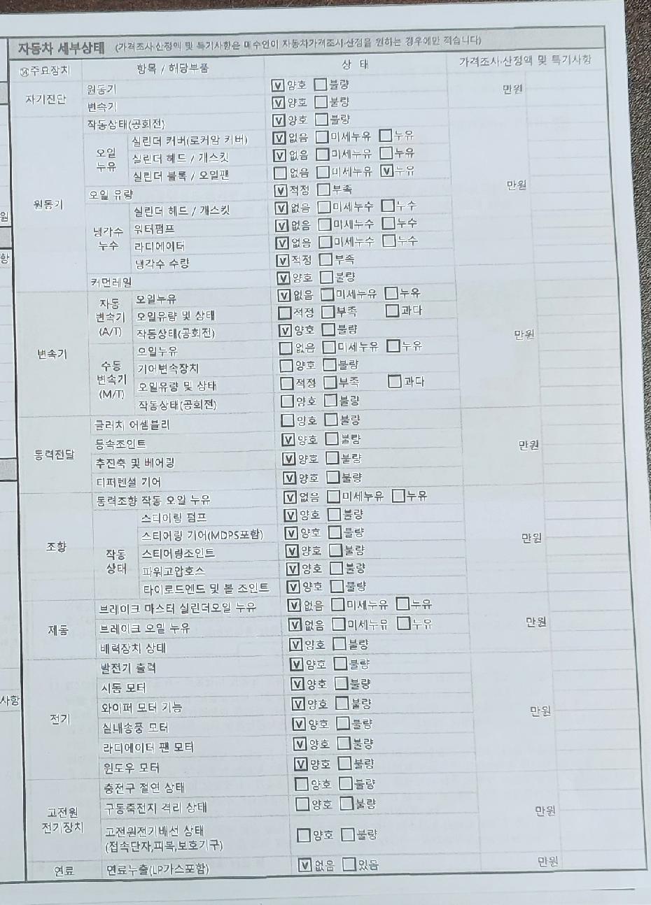 Детальное состояние автомобиля