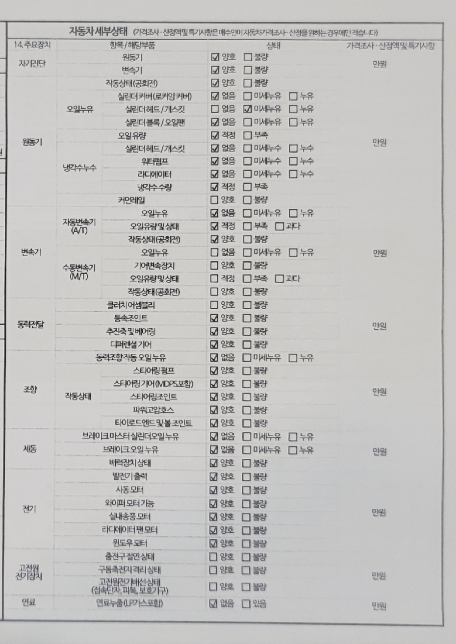Детальное состояние автомобиля