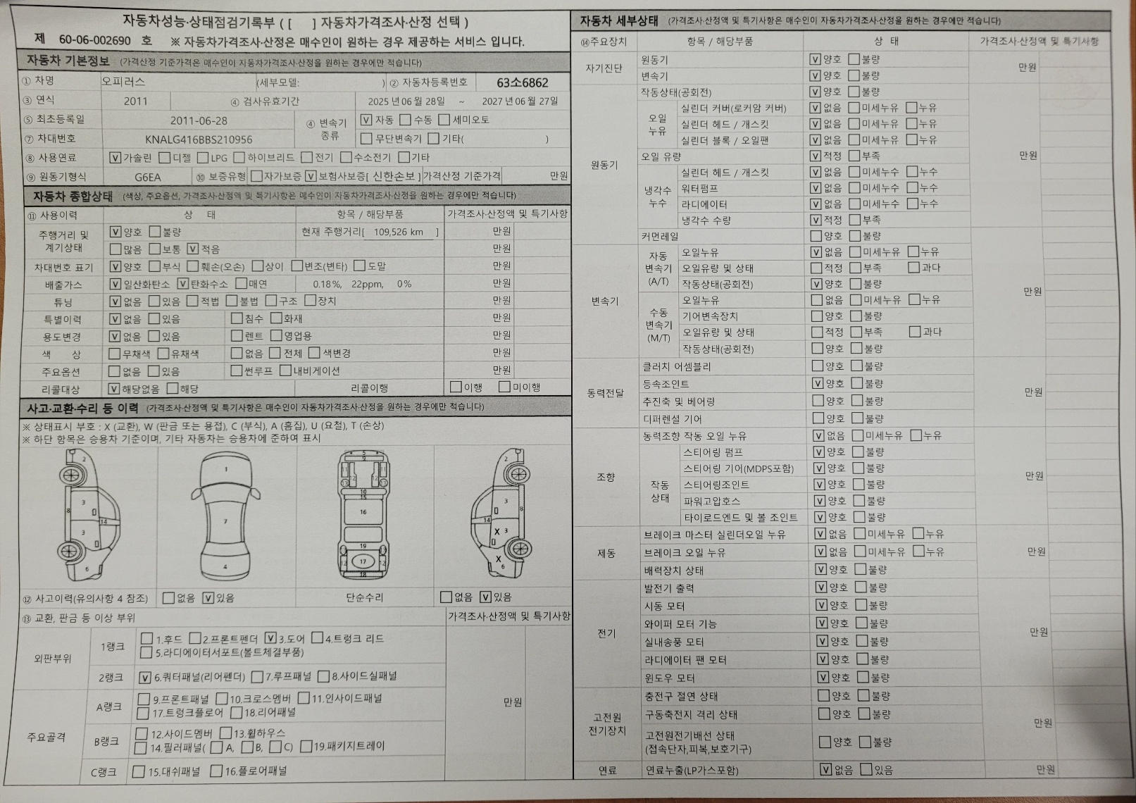 Основная информация и общее состояние / история аварий и ремонтов