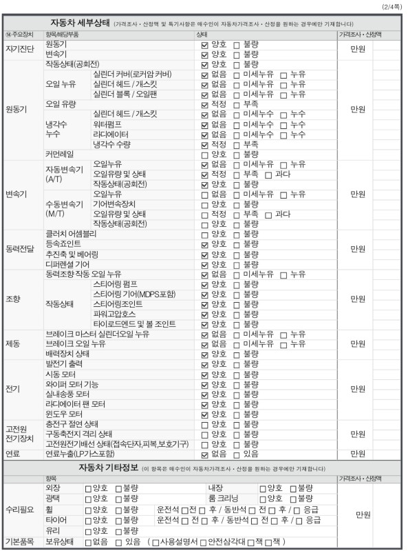 Детальное состояние автомобиля