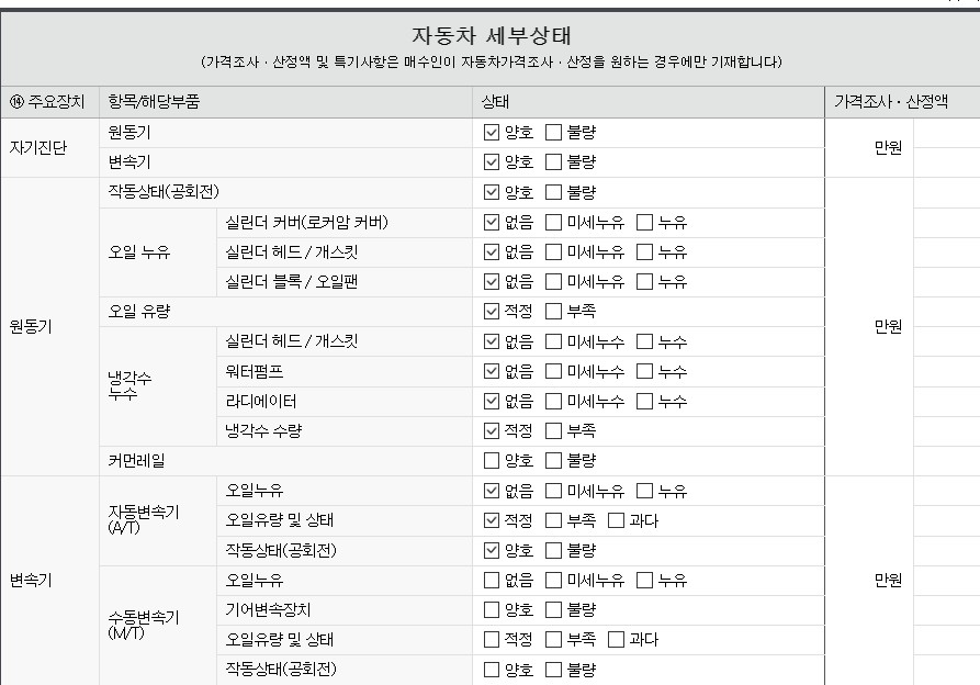 Подробное состояние автомобиля и другая информация
