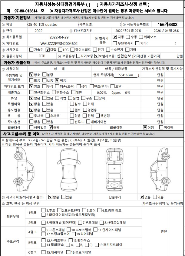 Основная информация и общее состояние / история аварий и ремонтов