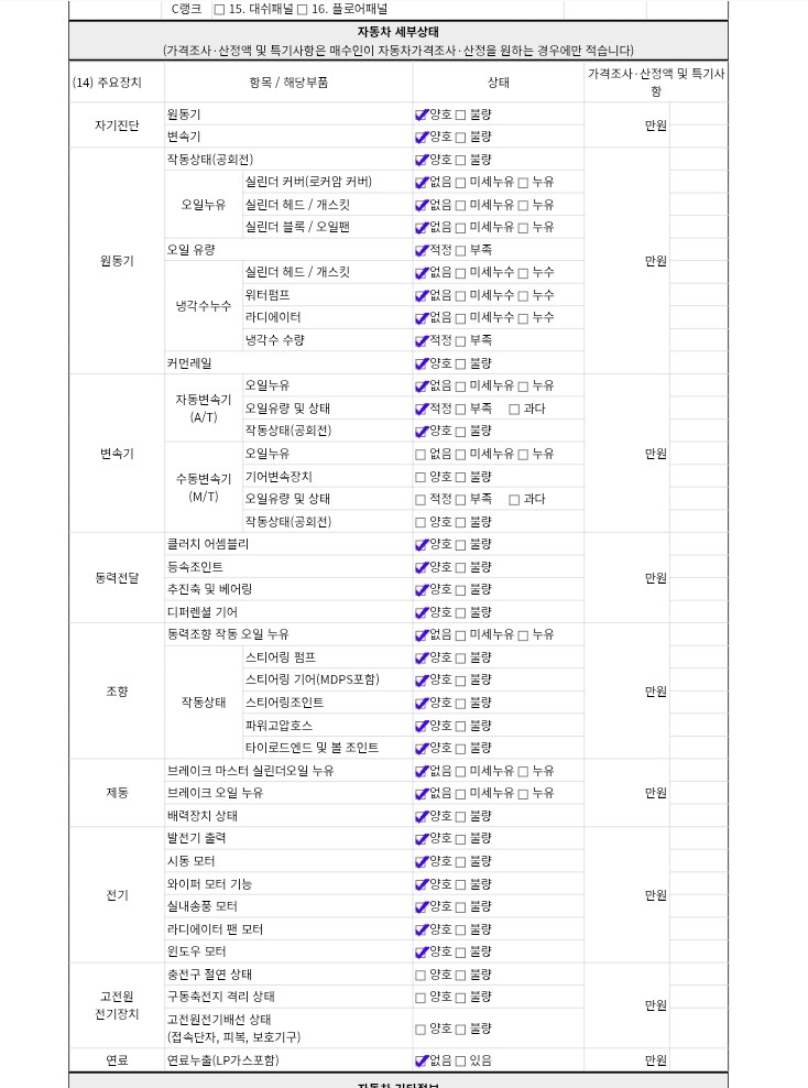 Детальное состояние автомобиля